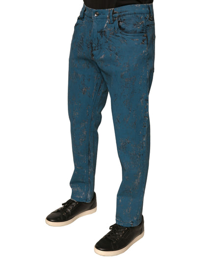 Dolce & Gabbana Blue Logo Cotton Stretch Skinny Denim Jeans