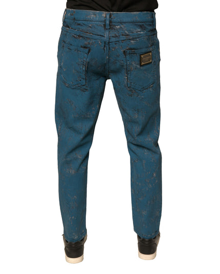 Dolce & Gabbana Blue Logo Cotton Stretch Skinny Denim Jeans