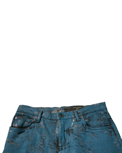 Dolce & Gabbana Blue Logo Cotton Stretch Skinny Denim Jeans
