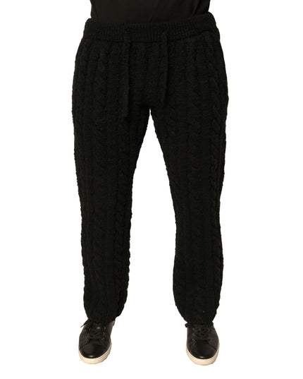 Dolce & Gabbana Black Wool Knitted Skinny Pants