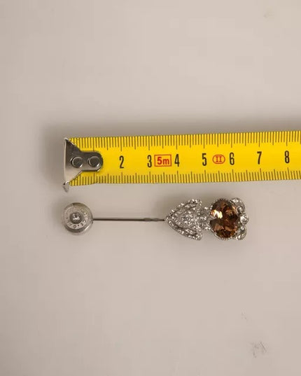 Dolce & Gabbana Silver 925 Sterling Silver Crystals Pin Collar Brooch