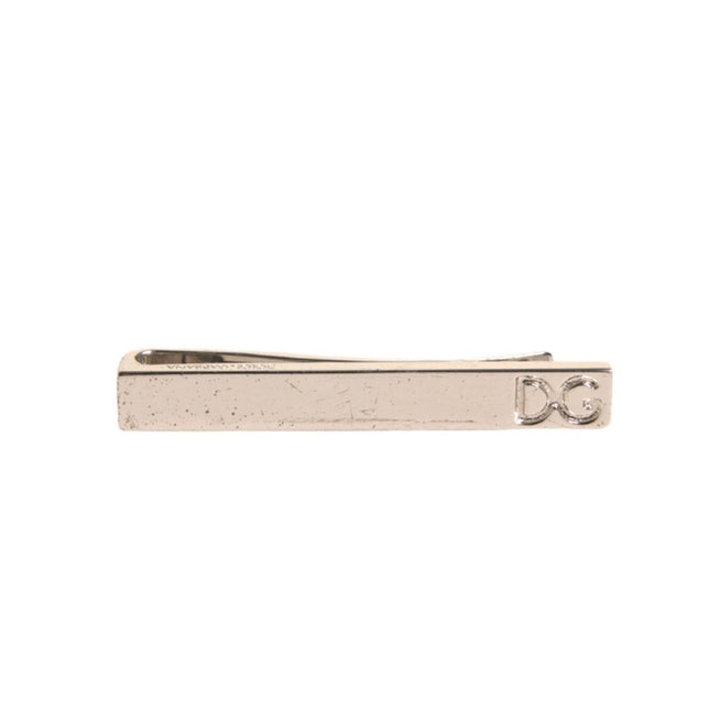 Dolce & Gabbana Silver Tone Brass Logo Branded Tie Clip Bar