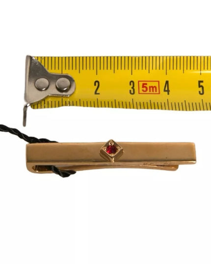 Dolce & Gabbana Gold Tone Brass Crystal Branded Tie Clip Bar