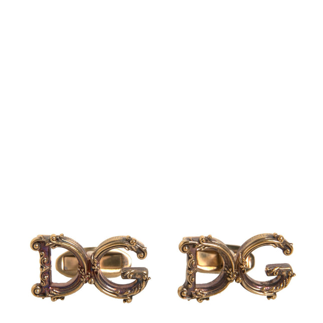 Dolce & Gabbana Gold Tone 925 Sterling Silver DG Logo Cufflink