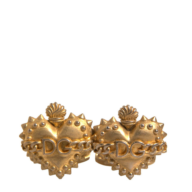Dolce & Gabbana Gold 925 Sterling Silver DG Heart Cufflink