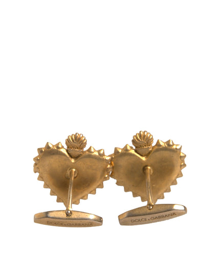 Dolce & Gabbana Gold 925 Sterling Silver DG Heart Cufflink