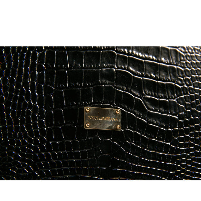 Dolce & Gabbana Elegant Black Leather Logo Plaque Holder Catalogue Case