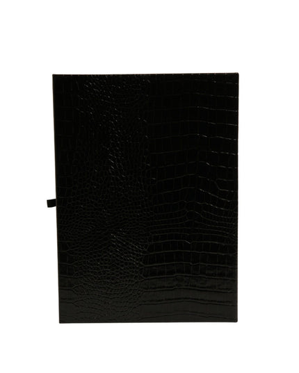 Dolce & Gabbana Elegant Black Leather Logo Plaque Holder Catalogue Case
