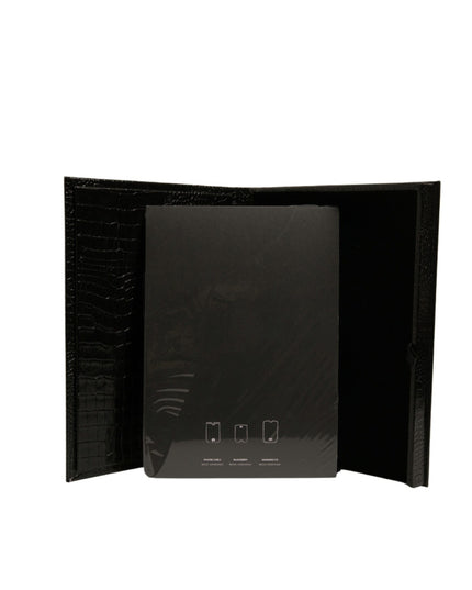 Dolce & Gabbana Elegant Black Leather Logo Plaque Holder Catalogue Case