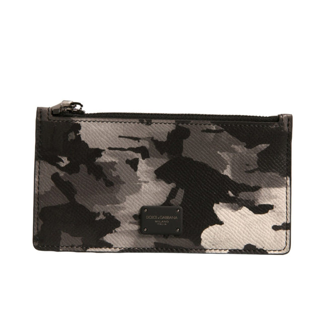 Dolce & Gabbana Multicolor Camouflage Logo Plaque Coin Purse Wallet