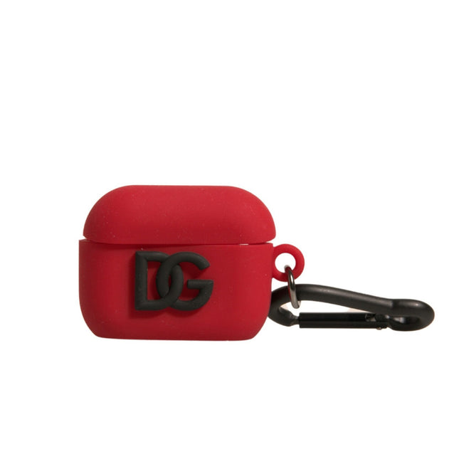 Dolce & Gabbana Red Silicone Rubber Logo Embossed Airpods Case
