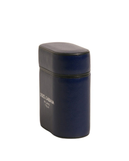 Dolce & Gabbana Blue Leather Logo Print Flip Holder Airpods Case