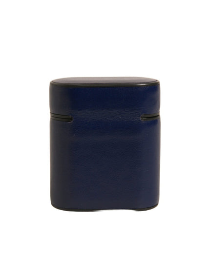 Dolce & Gabbana Blue Leather Logo Print Flip Holder Airpods Case