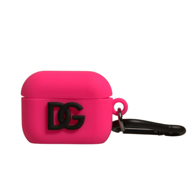 Dolce & Gabbana Pink Silicone Rubber Logo Embossed Airpods Case