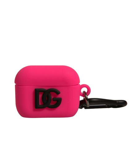 Dolce & Gabbana Pink Silicone Rubber Logo Embossed Airpods Case