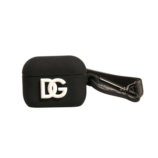 Dolce & Gabbana Black Silicone Rubber Logo Embossed Airpods Case