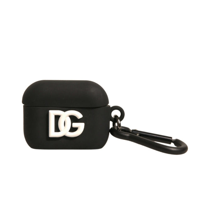 Dolce & Gabbana Black Silicone Rubber Logo Embossed Airpods Case