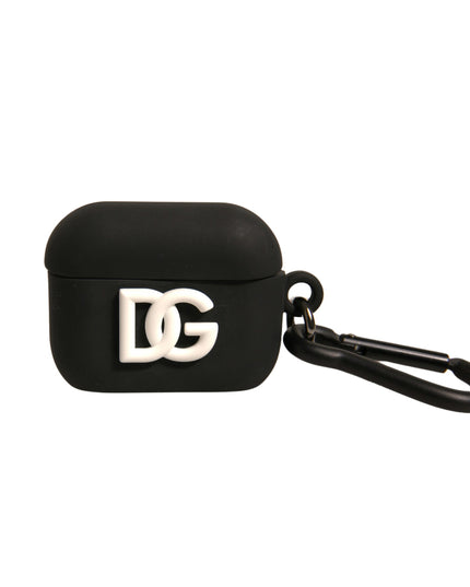 Dolce & Gabbana Black Silicone Rubber Logo Embossed Airpods Case