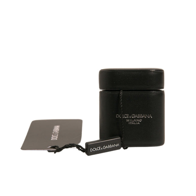 Dolce & Gabbana Black PVC Logo Print Flip Holder Airpods Case