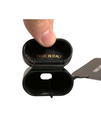 Dolce & Gabbana Black PVC Logo Print Flip Holder Airpods Case
