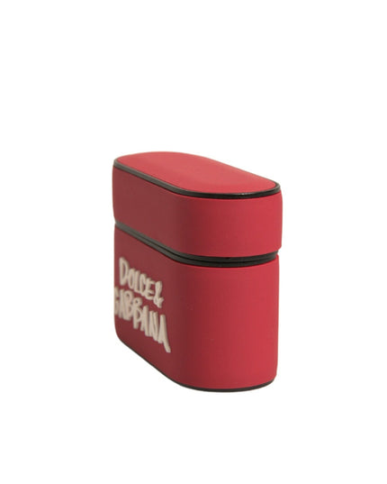 Dolce & Gabbana Red PVC Embossed Logo Plaque Holder Airpods Case