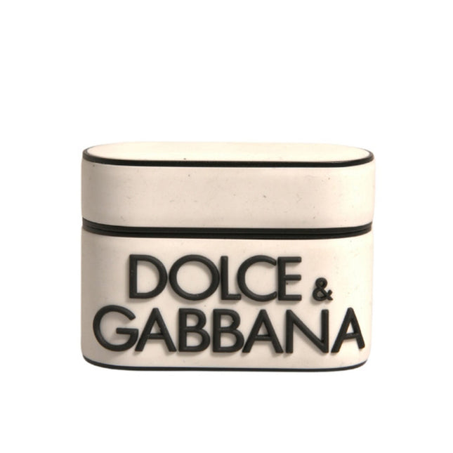 Dolce & Gabbana White PVC Embossed Logo Plaque Holder Airpods Case