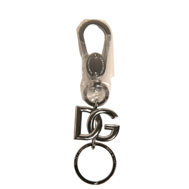 Dolce & Gabbana Silver Brass DG Logo Keychain Metal Ring Keyring