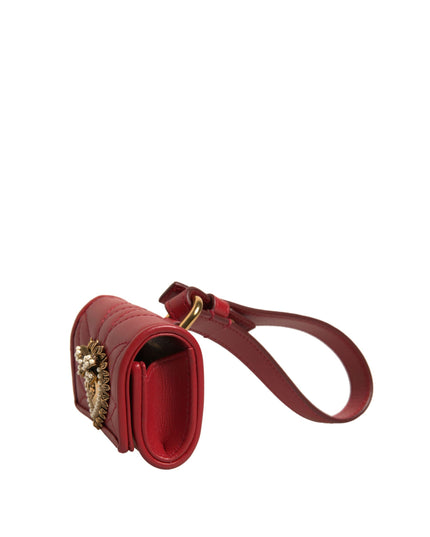 Dolce & Gabbana Black Leather Devotion Heart Strap Airpod Case