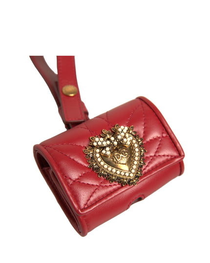 Dolce & Gabbana Black Leather Devotion Heart Strap Airpod Case