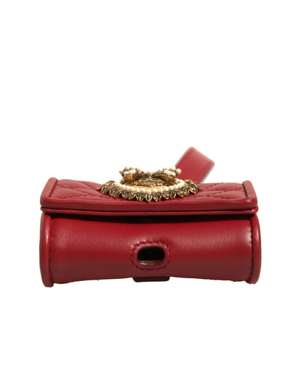 Dolce & Gabbana Black Leather Devotion Heart Strap Airpod Case