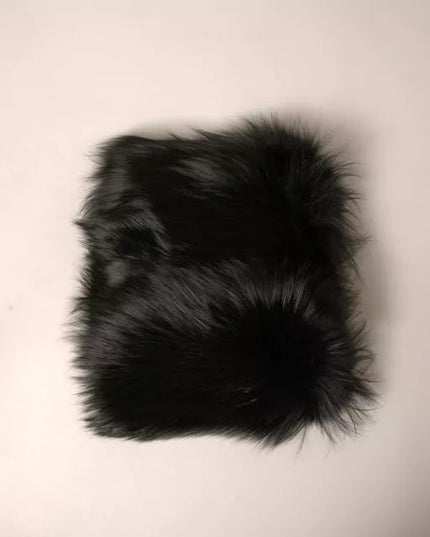 Dolce & Gabbana Black Fur Shoulder Collar Wrap Shawl Scarf