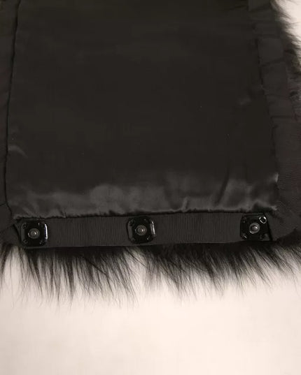 Dolce & Gabbana Black Fur Shoulder Collar Wrap Shawl Scarf