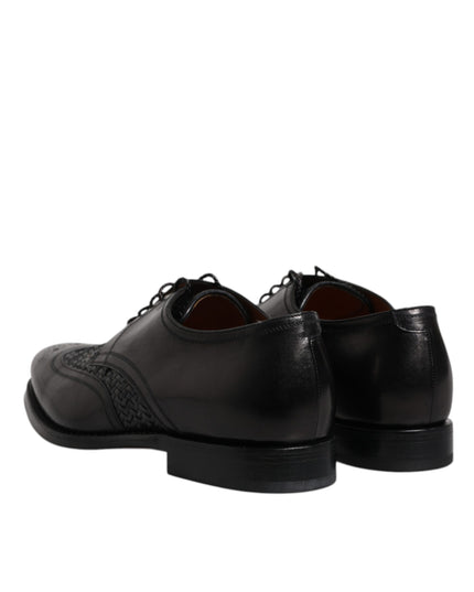 Dolce & Gabbana Black Leather Derby Wingtip Lace Up Formal Dress Shoes