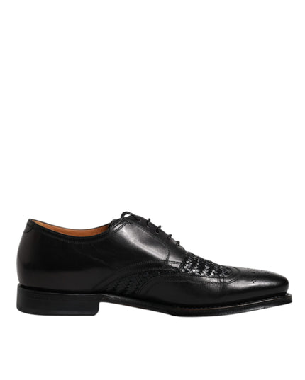 Dolce & Gabbana Black Leather Derby Wingtip Lace Up Formal Dress Shoes