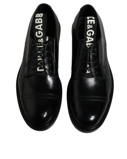 Dolce & Gabbana Black Patent Leather Derby Lace Up Formal Dress Shoes