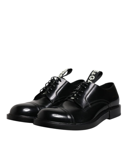 Dolce & Gabbana Black Patent Leather Derby Lace Up Formal Dress Shoes