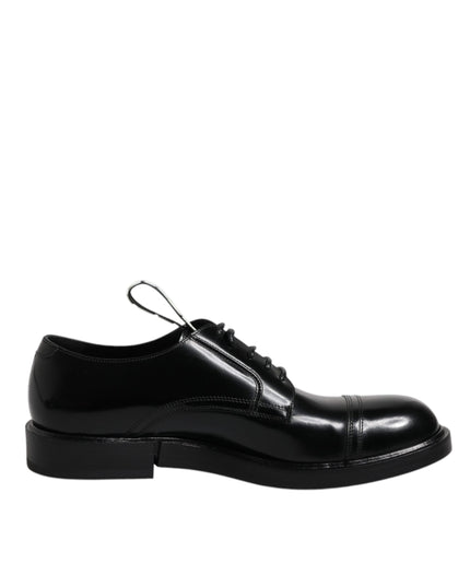 Dolce & Gabbana Black Patent Leather Derby Lace Up Formal Dress Shoes