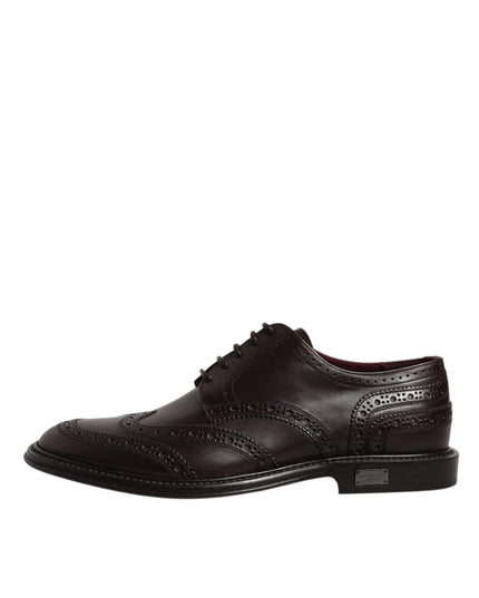 Dolce & Gabbana Brown Leather Derby Wingtip Lace Up Formal Dress Shoes