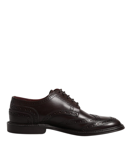 Dolce & Gabbana Brown Leather Derby Wingtip Lace Up Formal Dress Shoes