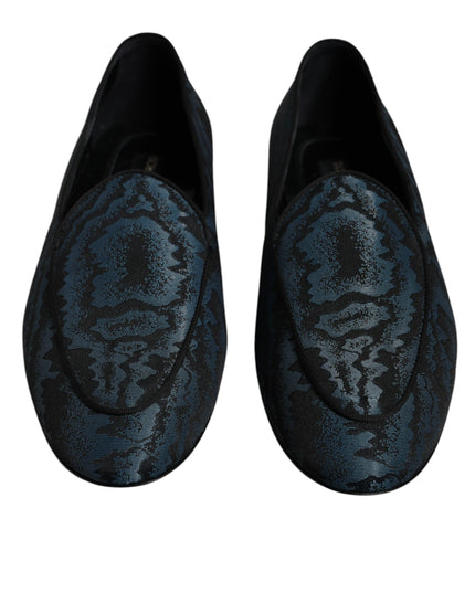 Dolce & Gabbana Blue Black Flats Men Loafers Dress Shoes