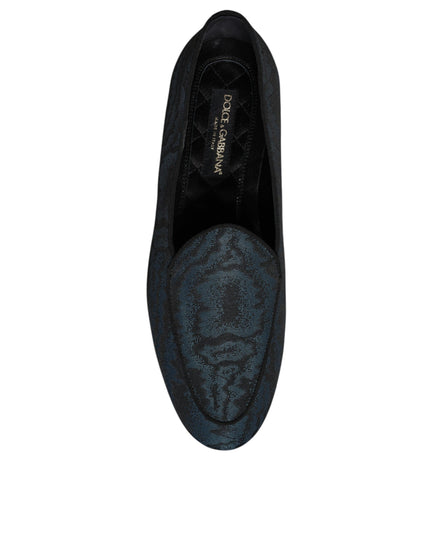 Dolce & Gabbana Blue Black Flats Men Loafers Dress Shoes