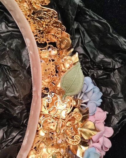 Dolce & Gabbana Gold Crystal Purple Hortensia Headband Crown Diadem