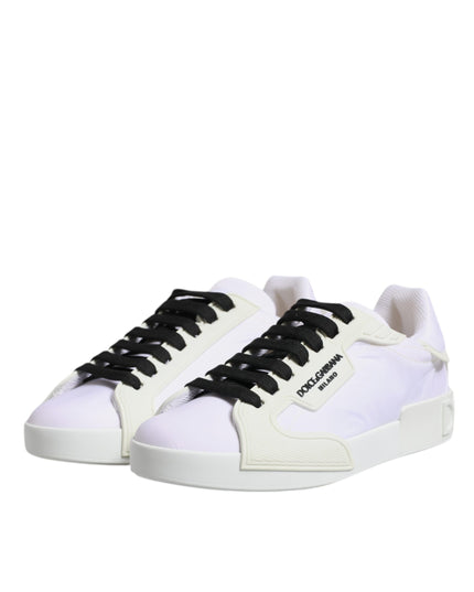Dolce & Gabbana White Nylon Leather Low Top Sneakers Shoes