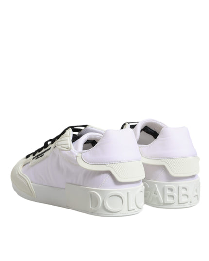 Dolce & Gabbana White Nylon Leather Low Top Sneakers Shoes