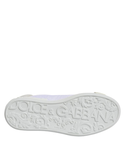 Dolce & Gabbana White Nylon Leather Low Top Sneakers Shoes