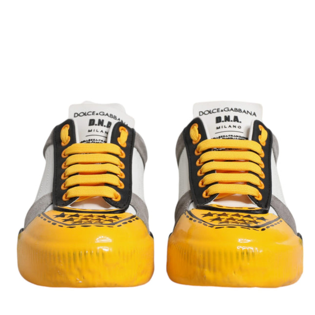 Dolce & Gabbana Multicolor Leather DNA Low Top Sneakers Shoes