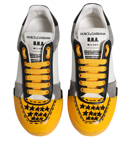 Dolce & Gabbana Multicolor Leather DNA Low Top Sneakers Shoes