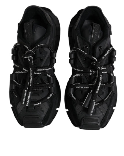 Dolce & Gabbana Black Low Top Space Lace Up Sneakers Shoes