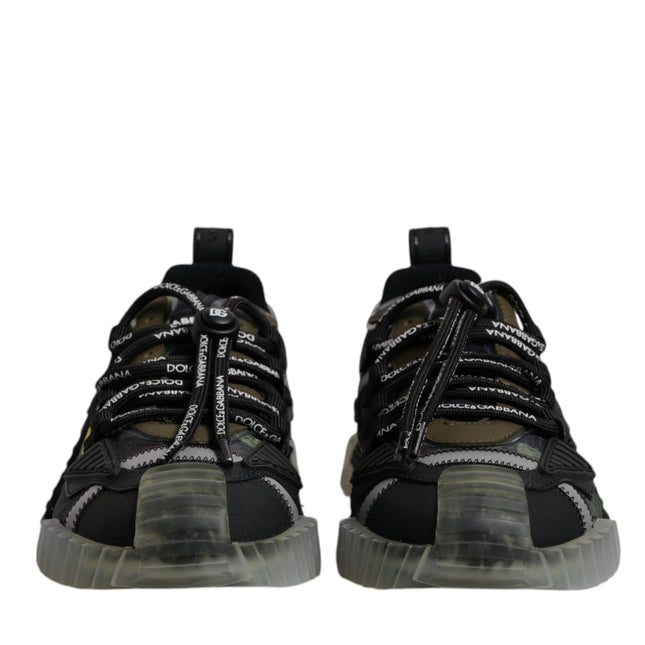 Dolce & Gabbana Black Green Camo NS1 Low Top Sneakers Shoes