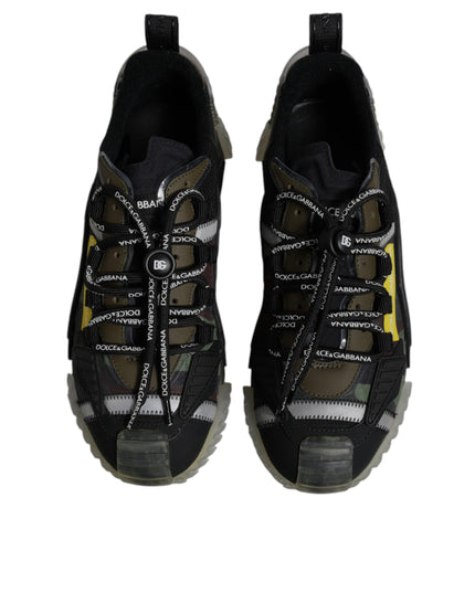 Dolce & Gabbana Black Green Camo NS1 Low Top Sneakers Shoes